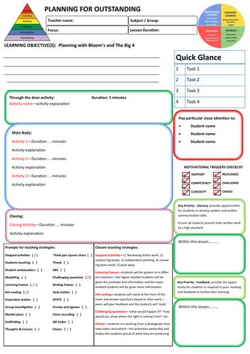 Grade 11 lesson plan for business studies about creative thinking : Outstanding Lesson Plan Template by SeanHolsgrove ...