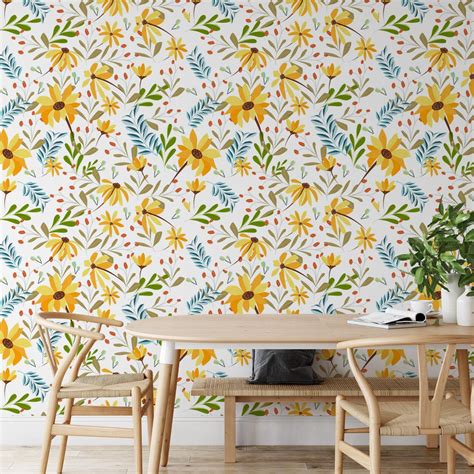 Removable Wallpaper Vintage Floral Peel And Stick Wallpaper Etsy