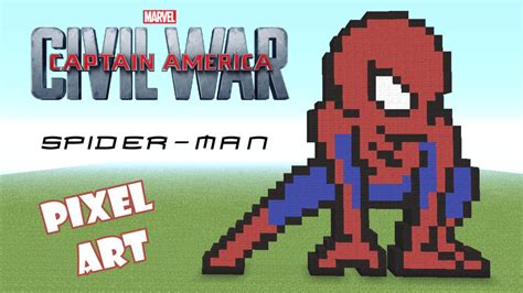 Minecraft Pixel Art Spiderman Civil War Tutorial Youtube