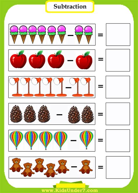 Subtraction Worksheets For Grade 1 Up To 20