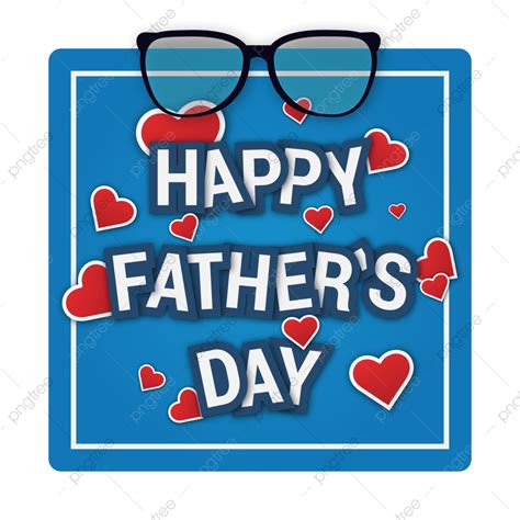 Selamat Hari A Father In Blue Square Dengan Ilustrasi Kacamata Dan Hati