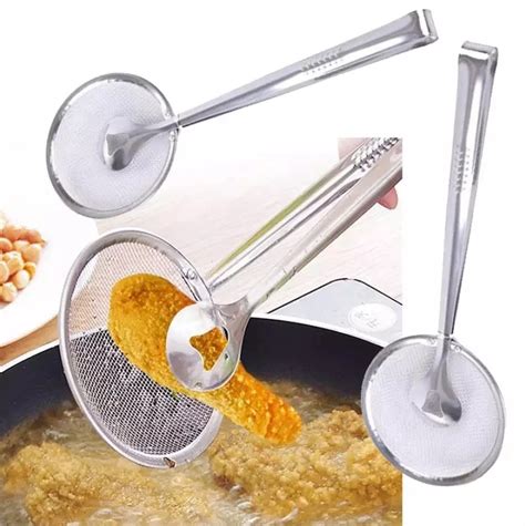Multi Functional 2 In 1 Fry Tool Filter Spoon Strainer With Clip
