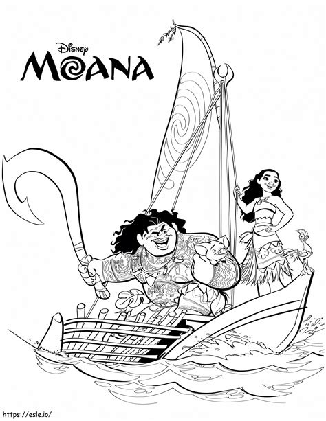 Moana And Maui Coloring Page