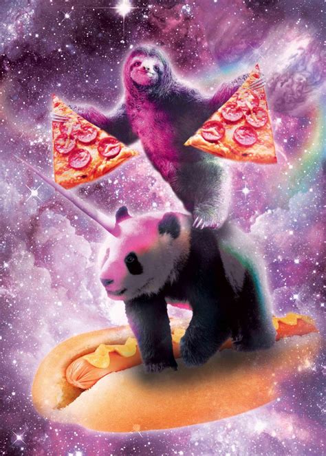Sloth On Panda Unicorn Poster By Random Galaxy Displate Unicorn