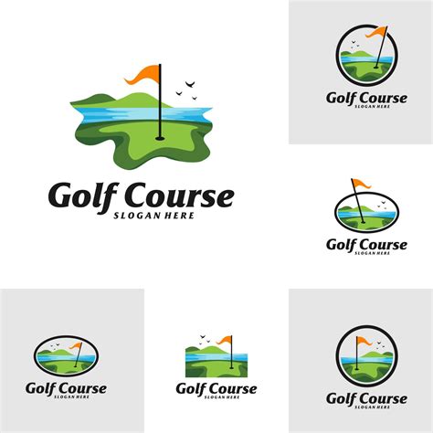 Set Of Golf Course Logo Design Template Golf Course Logo Concept