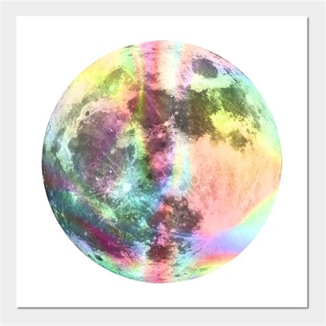 Holographic Moon Wall And Art Print Trippy Moon In 2022 Art Prints