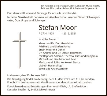 Traueranzeigen Von Stefan Moor Trauer Hna De