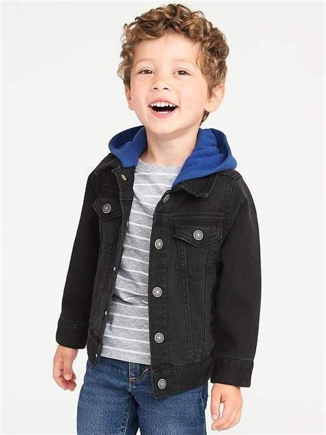 Hooded Denim Jacket For Toddler Boys Chestverticalflap Little Boy