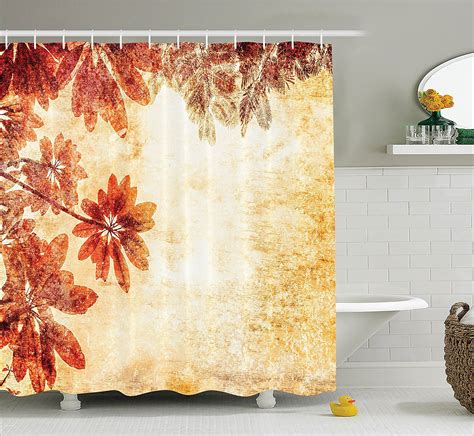 Burnt Orange Decor Shower Curtain Set By Dated Leaves