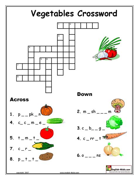 Vegetable Crossword Lela