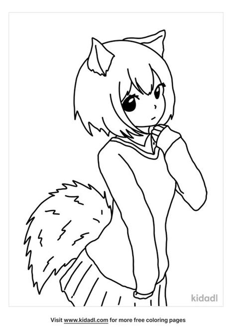 41 Wolf Anime Girl Coloring Pages