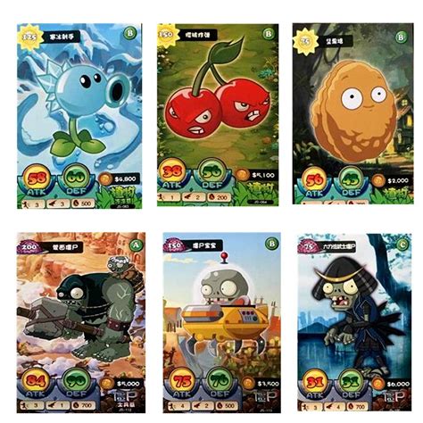 100pcsset Plants Vs Zombies Cards Plants Zombies War Action Figures