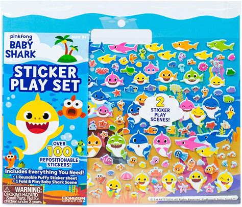 Baby Shark Sticker Play Set 100 Reusable Puffy Stickers Sticker