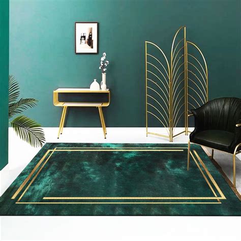 Stylish Green And Gold Indoor Area Rug