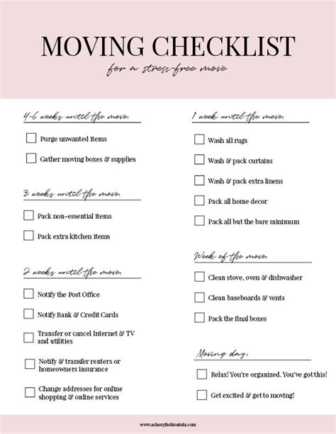 Moving Checklist Tips For A Stress Free Move A Classy Fashionista
