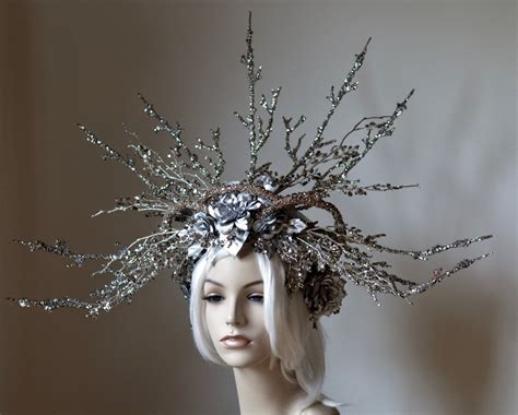 Silver Sorceress Headdress Costume Cosplay Glittery Fairytale