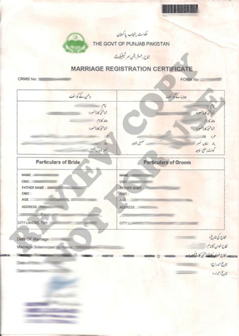 sample  nadra marriage certificate pakistan lahore