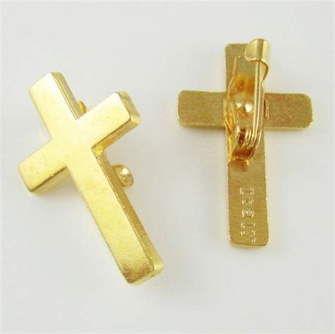 100pcs Of Gold Tone Religious Christian Booches Cross Lapel Pin In
