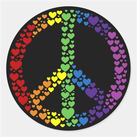 Rainbow Hearts Peace Sign Stickers Au