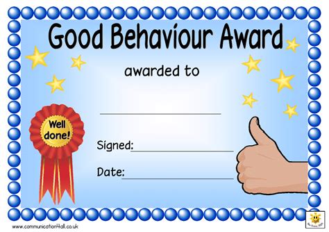 Good Behaviour Award Certificate Template Download Printable Pdf