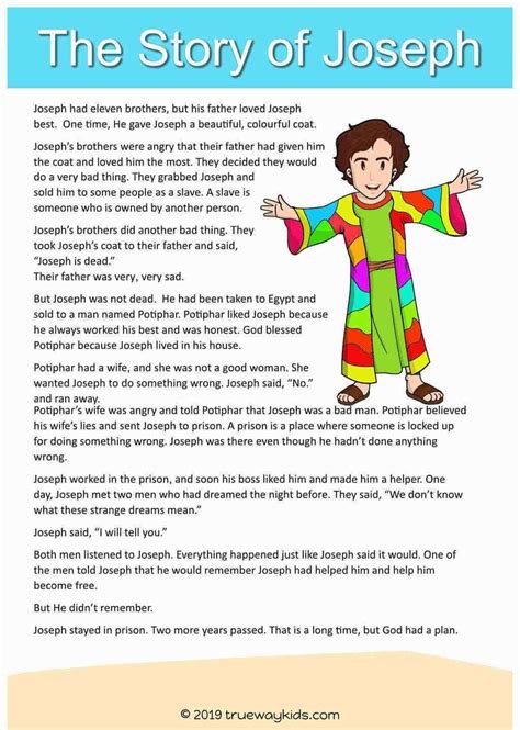 Free Joseph Bible Story Print And Read Part Of Lesson Free Bible