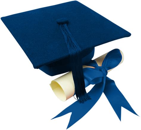 Download Gradcap Blue Graduation Cap And Diploma Full Size Png