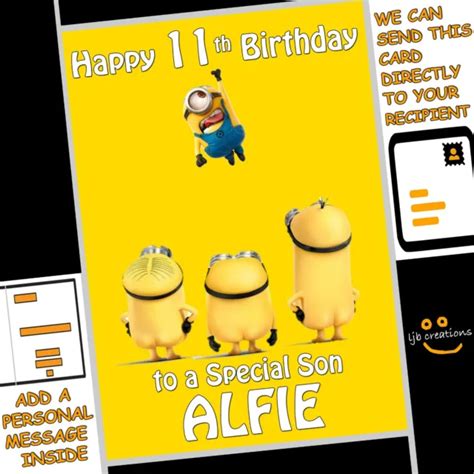 Personalised Despicable Me Birthday Card Minions Son Nephew Grandson
