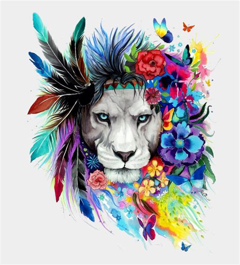 Mq Lion Lions Head Flowers Watercolor Colorful Lion Tattoo