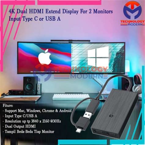 Jual 4k Multiple Monitor Usb 30 To Dual Hdmi Extend Display 2 Monitor