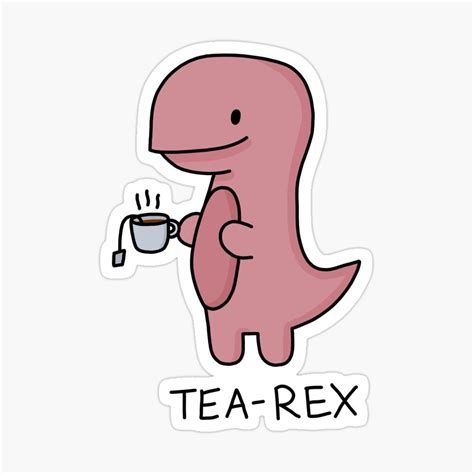 Tea Rex Illustration Sticker By Bloemsgallery Cute Stickers Meme