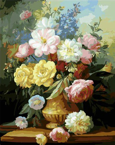 Mtinhd 18x18 diy paint by numbers for adults bunch of flowers painting kit with wooden framed. Flower Paint By Number Kits • Paint By Number For Adults