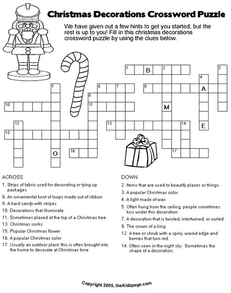 Christmas Crosswords For Kids Free Printable