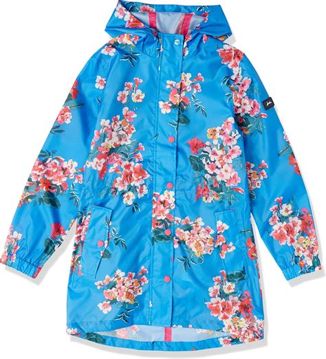 Joules Girls Golightly Blufloral Rain Jacket Blue Floral One Size Uk