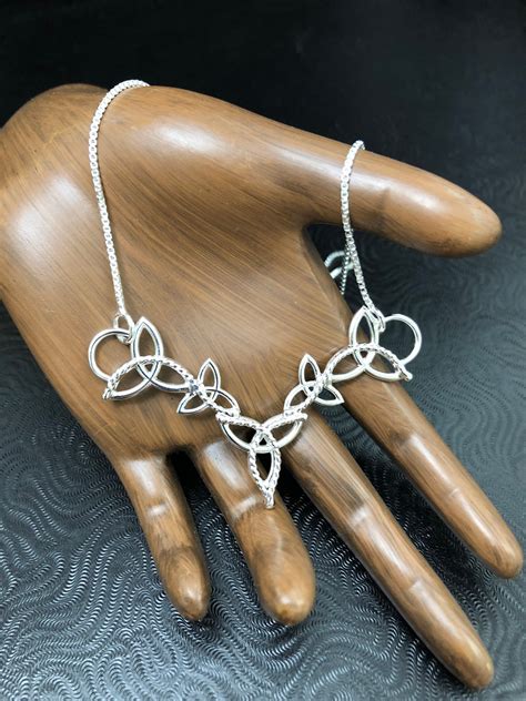 Celtic Knot Necklace In Sterling Silver Irish Trinity Symbols Necklace