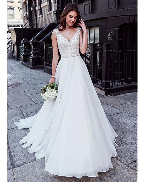 Https://tommynaija.com/wedding/v Neck Chiffon Wedding Dress