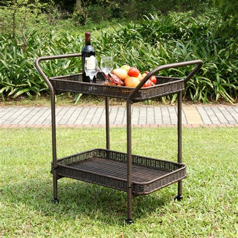 Patio serving carts appear striking and complementary when styled with any outdoor patio furniture arrangement. Kontiki Wicker Serving Carts Espresso Wicker Patio Serving ...