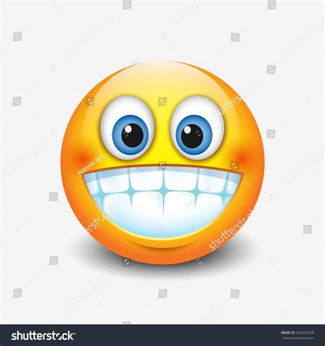 Cute Smiling Grinning Emoticon Showing Teeth Stock Vector 435633508