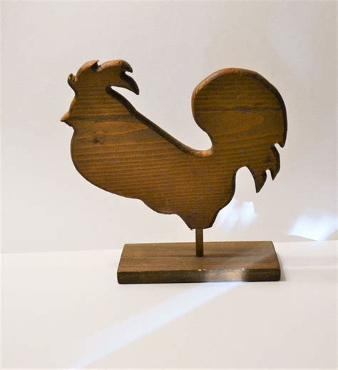 Vintage Wooden Rooster On Stand Rustic Farmhouse Decor Etsy Rustic