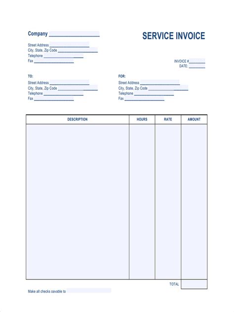 Free Printable Invoice Forms In Ms Word Pdf Excel Bank Home