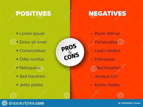 Vector Pros And Cons Compare Template Table Stock Vector Illustration