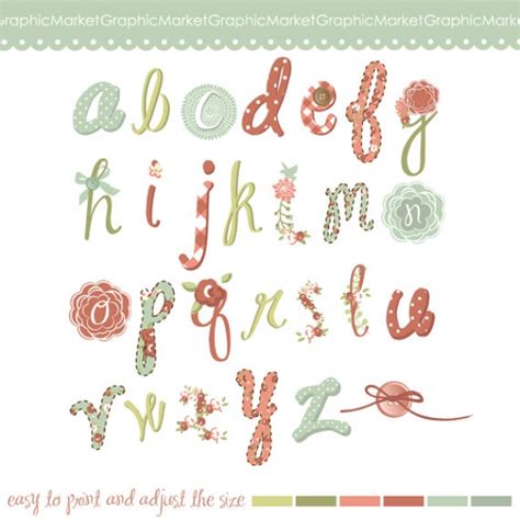 Hand Drawn Floral Alphabet Graphics Luvly