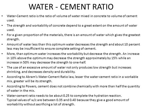 Water-Cement Ratio