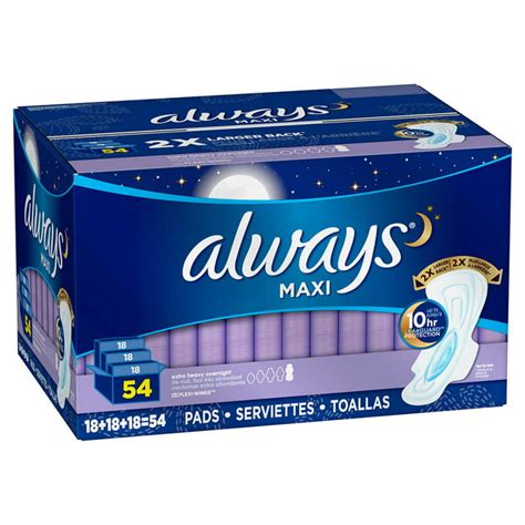 Always Maxi Extra Heavy Overnight Pads Unscented 54 Ct