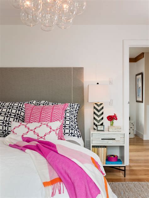 Pink Gray And Black Bedroom Contemporary Bedroom Kate Jackson Design