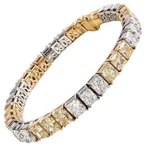 Widest selection of new season & sale only at lyst.com. Cartier White and Fancy Yellow Diamond Tennis Bracelet For ...