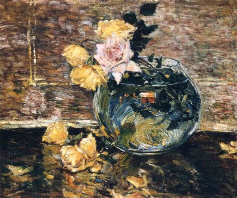 Roses In A Vase 1890 Childe Hassam