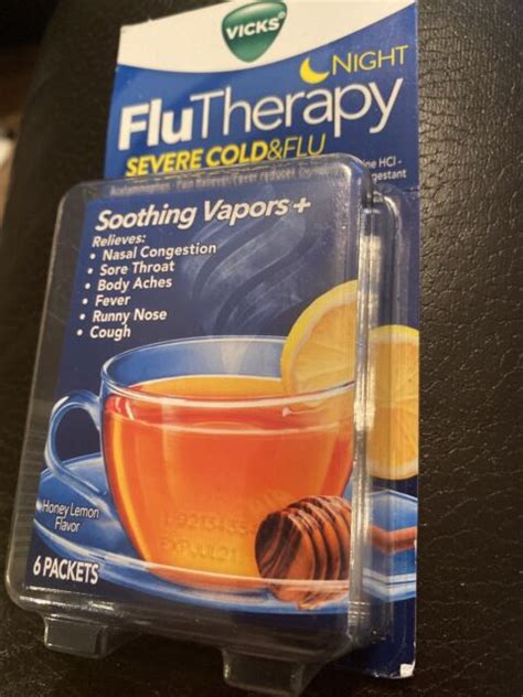 Vicks Night Flutherapy Severe Cold And Flu Hot Drink Packets 6ct Honey Lemon Ebay