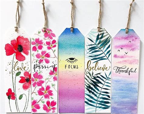 Floral Watercolor Bookmark Handmade Bookmarks Diy Bookmarks Handmade