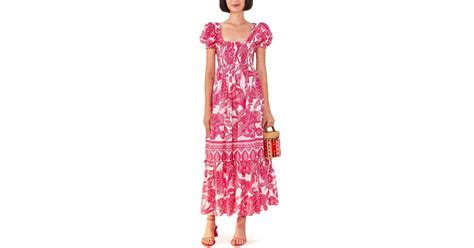 Farm Rio Tropical Woodcut Pink Maxi Dress In Pink Multi Lyst