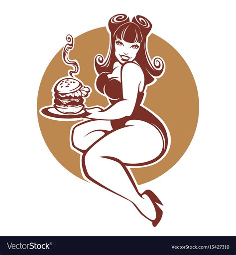 Beauty Plus Size Pinup Girl With Gigantic Tasty Vector Image